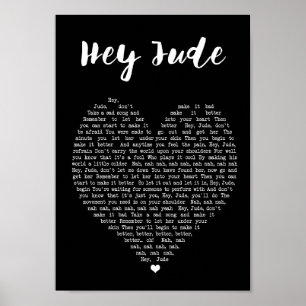 Poster Hey da canção preta da arte da parede do coraç