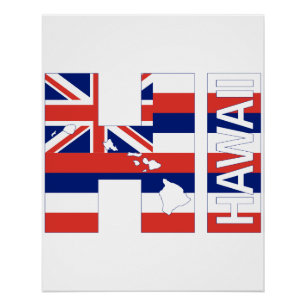 Pôster HI Ilhas Havaí Bandeira do Havaí