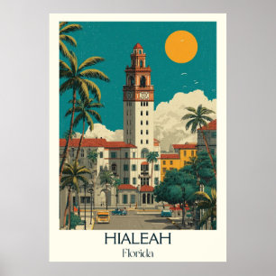 Poster Hialeah Florida Vintage Cidade Histórica Viagem Ar