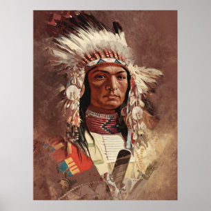 Poster Hiawatha - Retrato Chefe Indiano Nativo Americano