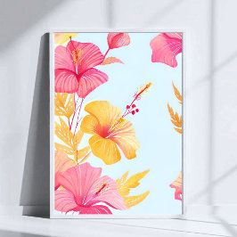 Poster Hibisco Lindo | Aquarela de Flor Tropical