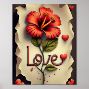 Poster Hibisco Vermelho