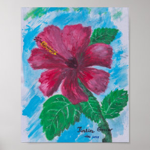Poster hibisco vermelho