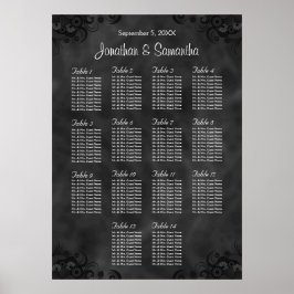 Poster Hibiscus Black 14 Gráficos de Casamento de Mesas