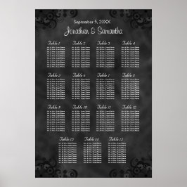 Poster Hibiscus Black Wedding 15 Gráfico de Assentos de M