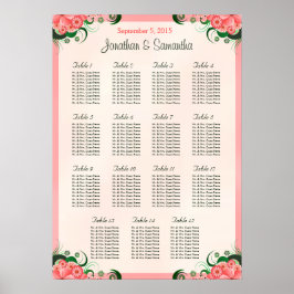 Poster Hibiscus Pink 15 Gráficos de Mesas de Casamento