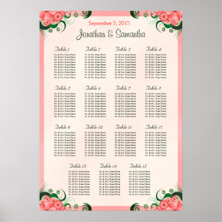 Poster Hibiscus Pink 15 Gráficos de Mesas de Casamento