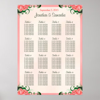 Poster Hibiscus Pink 16 Gráficos de Mesas de Casamento