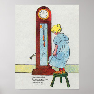 Poster Hickory, Dickory, Dock Rima Infantil da Mamãe Gans