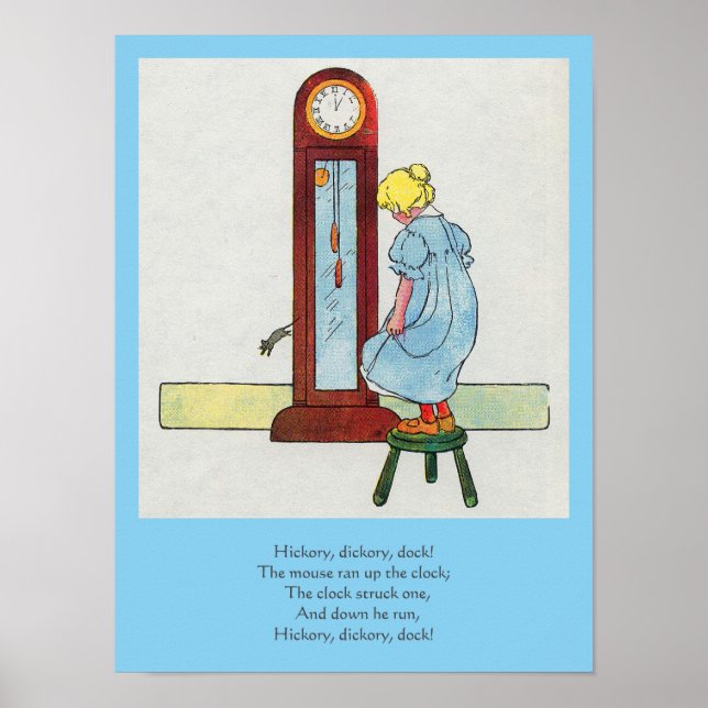 Poster Hickory, Dickory, Mãe Dock Goose Nursery Rhyme (Frente)