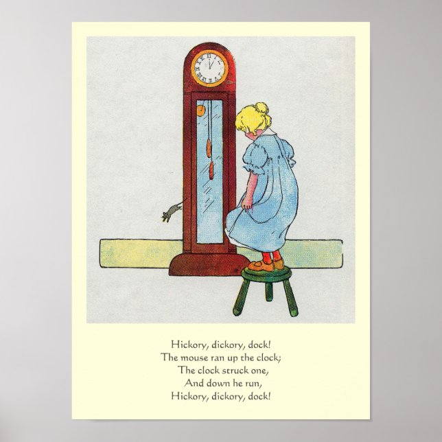 Poster Hickory, Dickory, Mãe Dock Goose Nursery Rhyme (Frente)