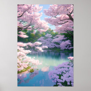 Poster Hidden Sakura Pond