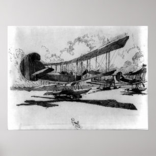 Poster Hidroaviões Descansados Na Praia - Joseph Pennell