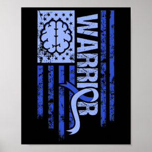 Poster Hidrocephalus Warrior Flag Azul Fita Sensibilizaçã