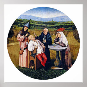 Pôster Hieronymous Bosch - extraindo a pedra da loucura