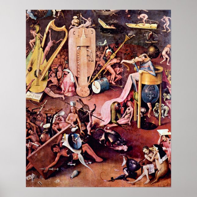 Pôster Hieronymus Bosch - O Jardim do Inferno, detalhe (Frente)