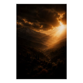 Pôster High Atlas Mountains Sunburst Poster