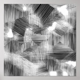 Poster High-Contrast Geometric Depth Decoupage Template