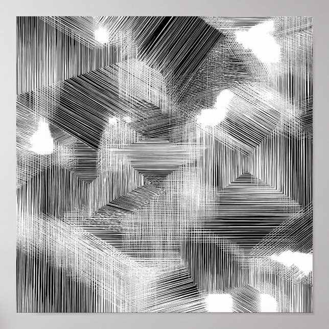 Poster High-Contrast Geometric Depth Decoupage Template (Frente)