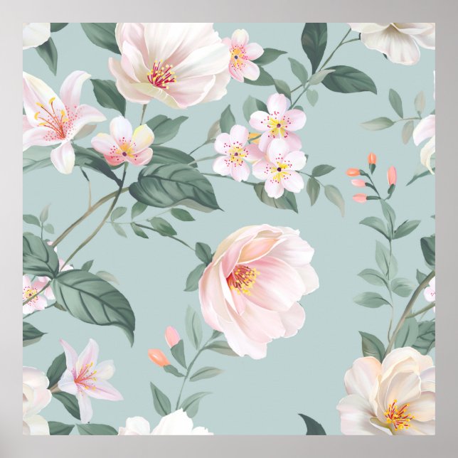 Poster high-quality set of various watercolor flowersflow (Frente)