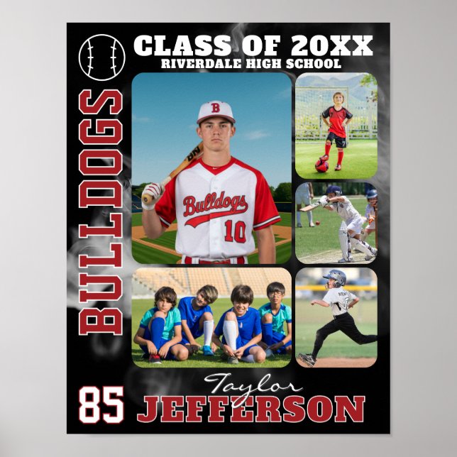 Poster High School Baseball Team Sports Picture Collage (Frente)