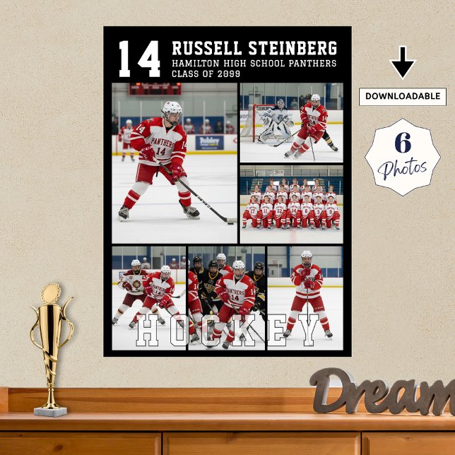 Poster High School Hockey Senior Night 6 Photo Collage (Criador carregado)