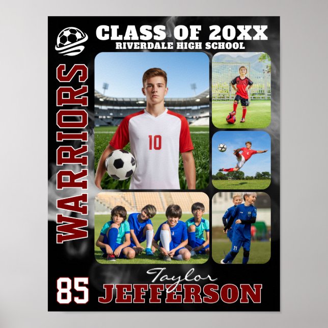 Poster High School Soccer Team Sports Photo Collage (Frente)