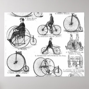 Pôster high wheeler bicycle penny farthing