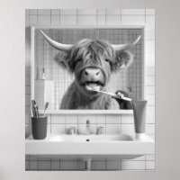 Highland Cow Brutando Dentes Dentes Humor Dental B