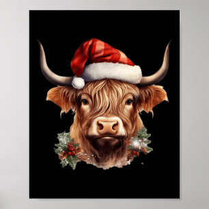 Poster Highland Cow Christmas Xmas Papais noeis Wooly Faz