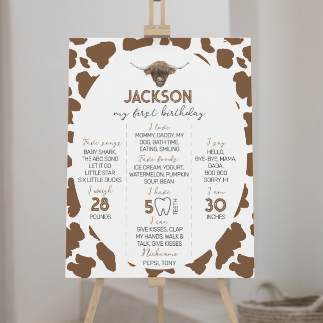 Poster Highland Cow First Birday - Sinal de Marco (Criador carregado)