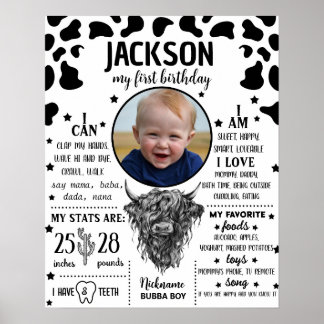Poster Highland Cow First Birthday - Sinal 1066