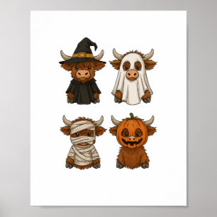 Poster Highland Cow Halloween Engraçado Queda Sapatinho