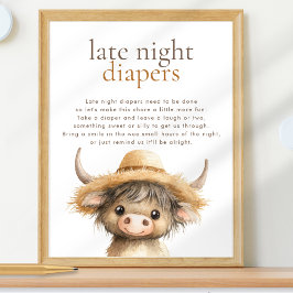 Poster Highland Cow Long Night Fralda