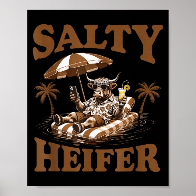 Poster Highland Cow Lovers Salty Heifer Trocal For Women  (Frente)