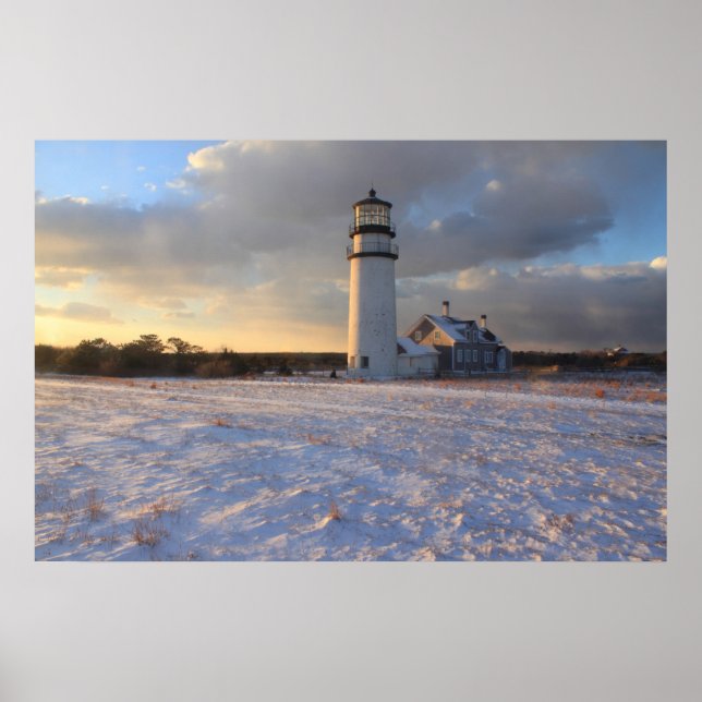 Pôster Highland Lighthouse Cape Cod no inverno (Frente)