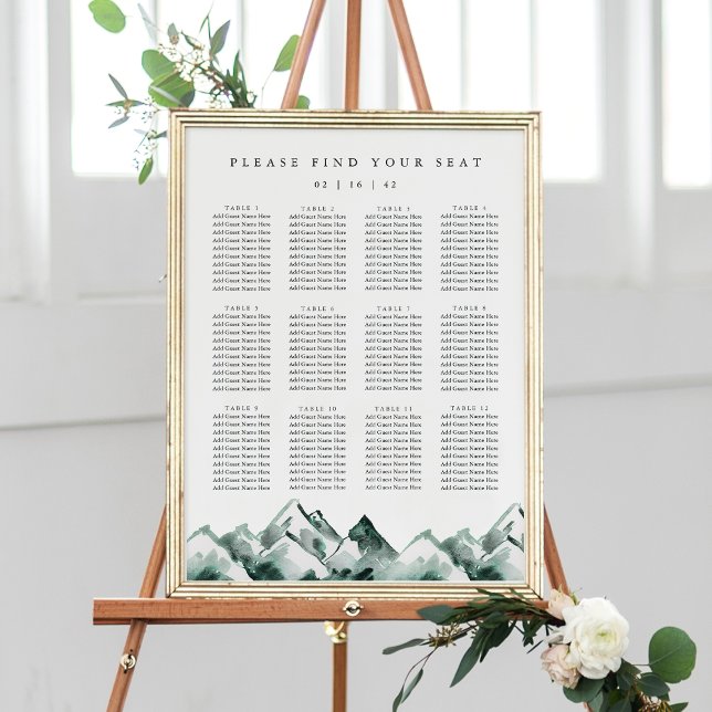 Poster Highland Printable Mountain Wedding Seating Chart (Criador carregado)