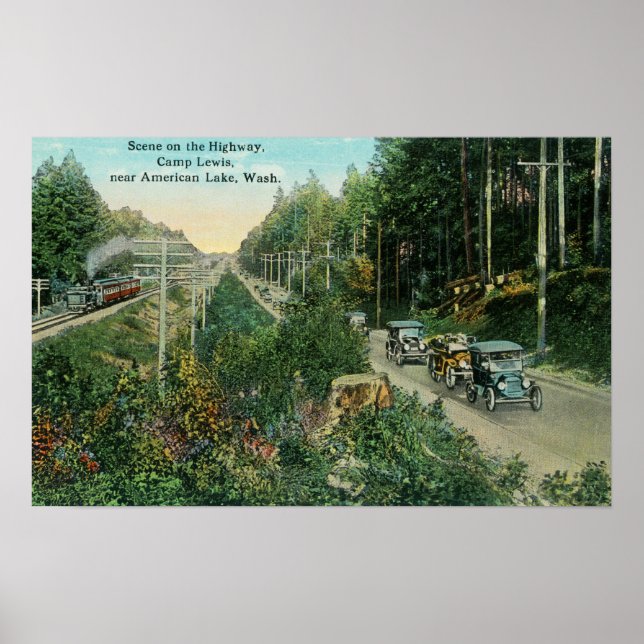 Poster Highway Scene perto do Lago Americano (Frente)