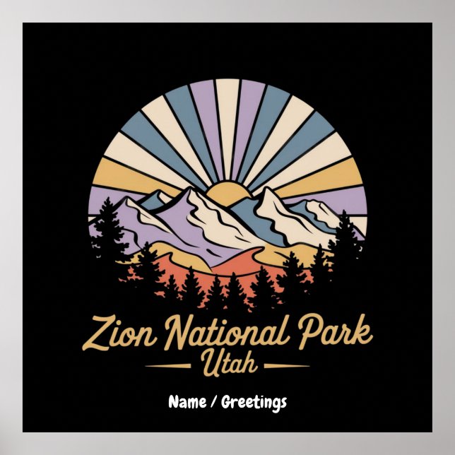 Poster Hike Zion National Park Utah Explora Trilhos Cênic (Frente)