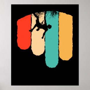 Poster Hiker Retro Montanhista em Escala de Rochas Incrív