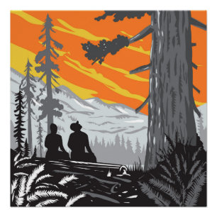 Pôster Hikers em Jedediah Smith Redwoods State Park WPA