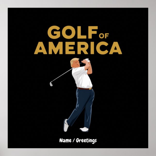 Poster Hilarie Funny Golf da América Memória Trump Pun (Frente)