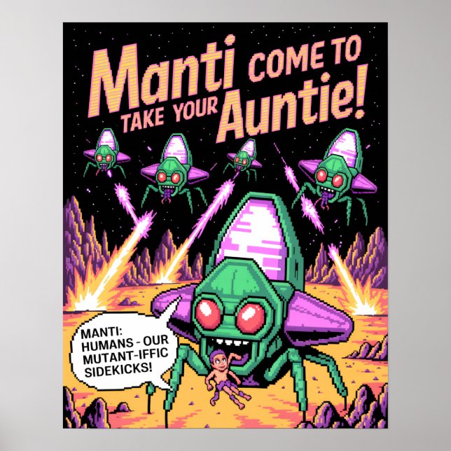 Poster Hilarious Manti Aliens Abducting Humans - Defender (Frente)