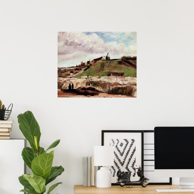 Pôster Hill of Montmartre with Quarry by Vincent van Gogh (Escritório em casa)