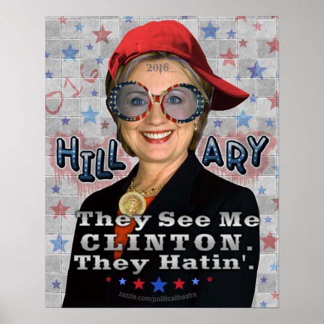 Poster Hillary Clinton 2016 Engraçado Presidente Eleição (Frente)