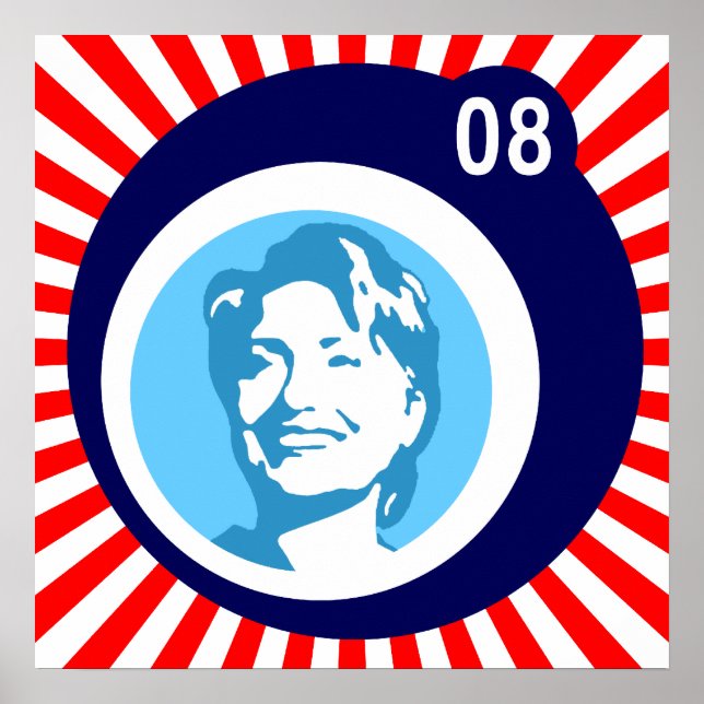 Pôster hillary clinton : blue bubbles & red rays: (Frente)