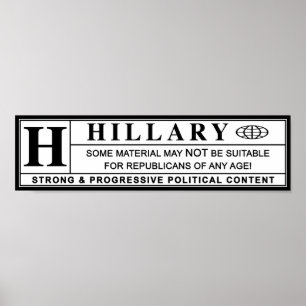 Poster Hillary Clinton - etiqueta de aviso