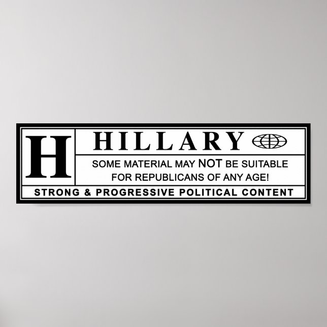Poster Hillary Clinton - etiqueta de aviso (Frente)