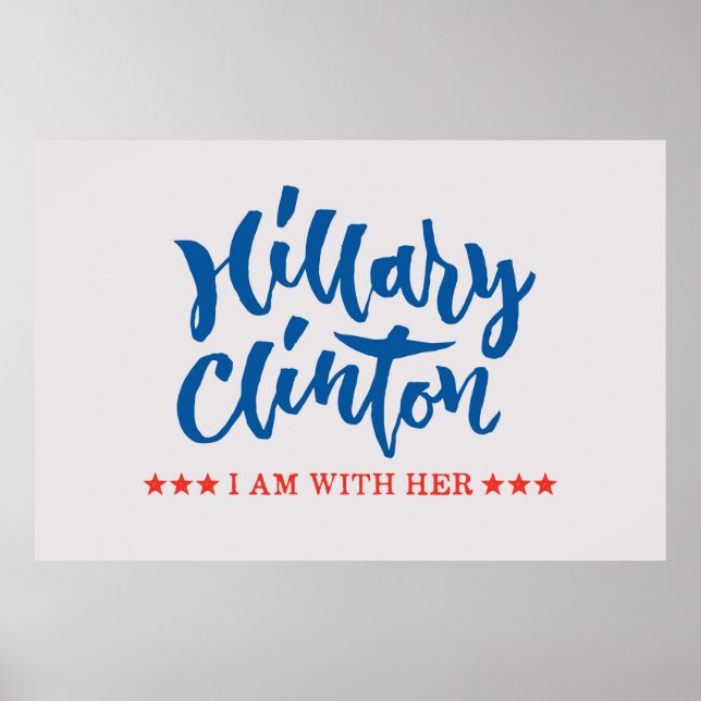 Poster Hillary Clinton - Eu estou com ela - Mão Lettering (Frente)