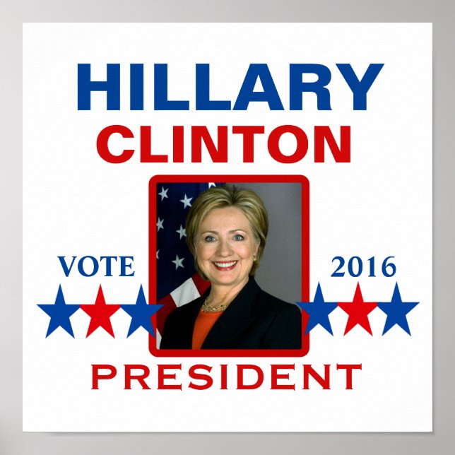 Poster Hillary Clinton para o Presidente 2016 (Frente)
